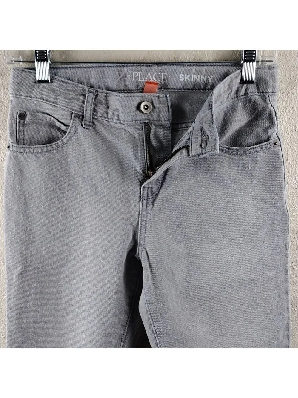 Children's Place Light Grey Skinny Five Pocket Mid Rise Button Zipper Front Jean